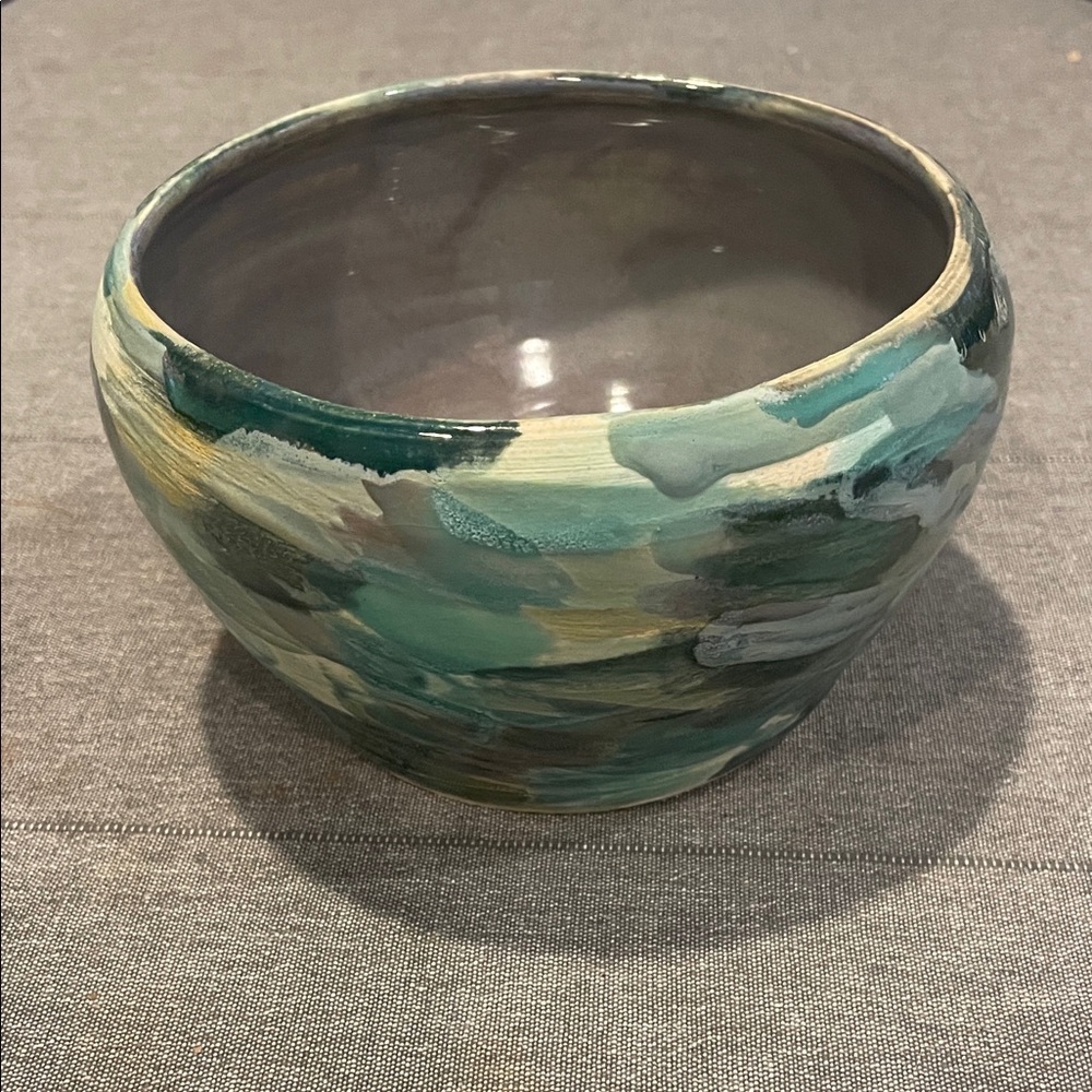 Artisan Ceramic pottery Bowl - Teal and Gray - Picture 7 of 7